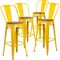 Flash Furniture Yellow Metal Barstool with Back and Wood Seat, 30" High, PK4 4-CH-31320-30GB-YL-WD-GG - alternate 4